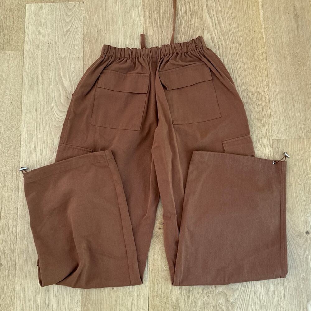 White Fox Parachute Cargo Pants Real Satisfaction Size XS Chocolate Brown - Picture 5 of 6